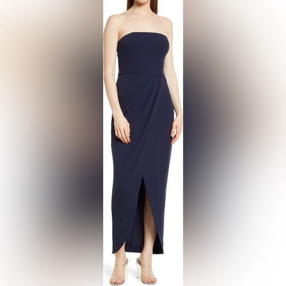 WAYF The Angelique Strapless Tulip Gown Navy / Ink - Picture 9 of 11